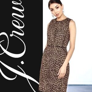 J.Crew Leopard Print Sleeveless Sheath Dress Sz 4